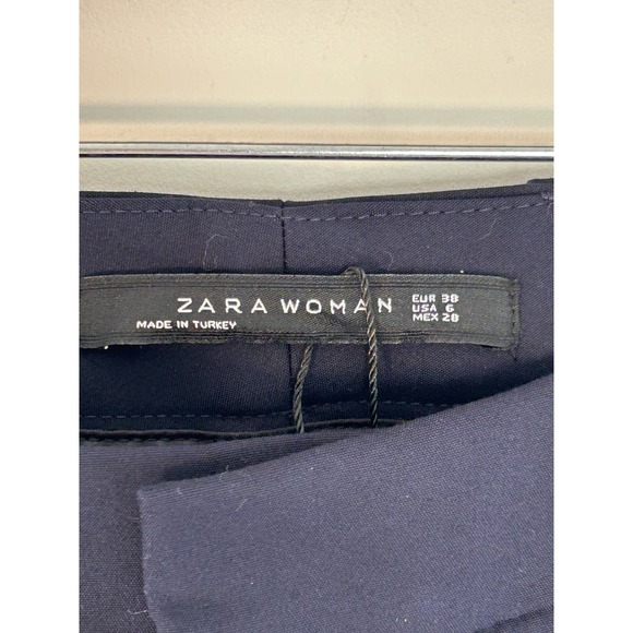ZARA Woman Navy Trousers Red and White Side Stripe Size 6 - Picture 5 of 11